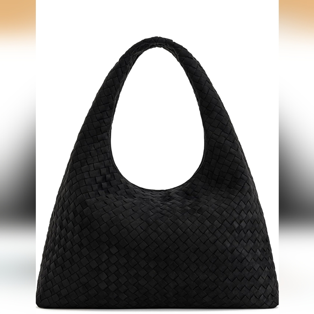 JW PEI Women's Laura Faux Suede Woven Black Shoulder Bag NIB